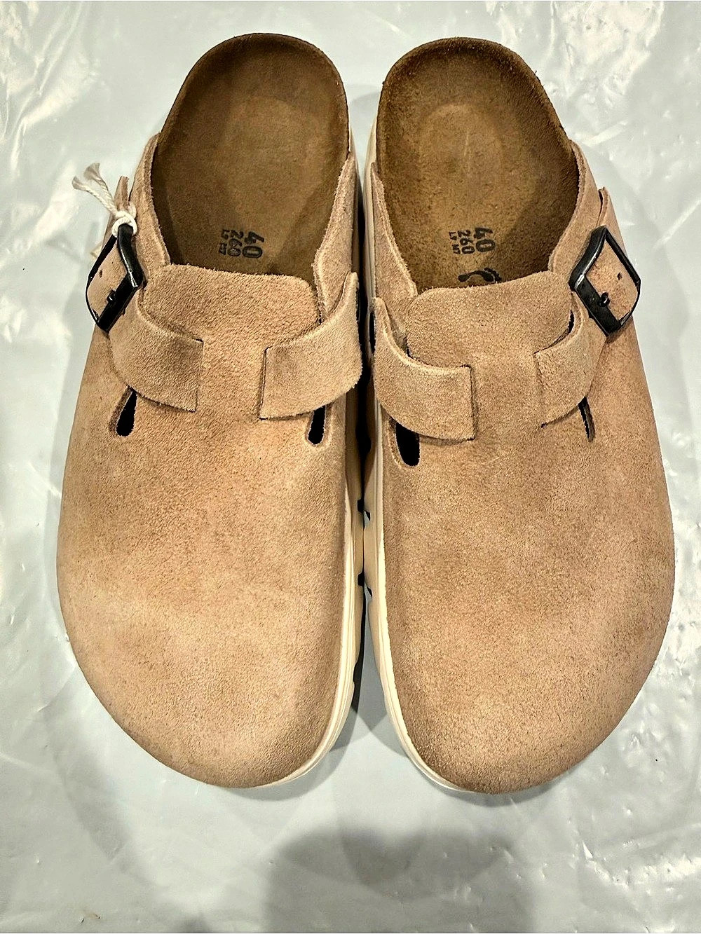 Birkenstock Boston Chunky Clogs in Brown & White size 40 NWT